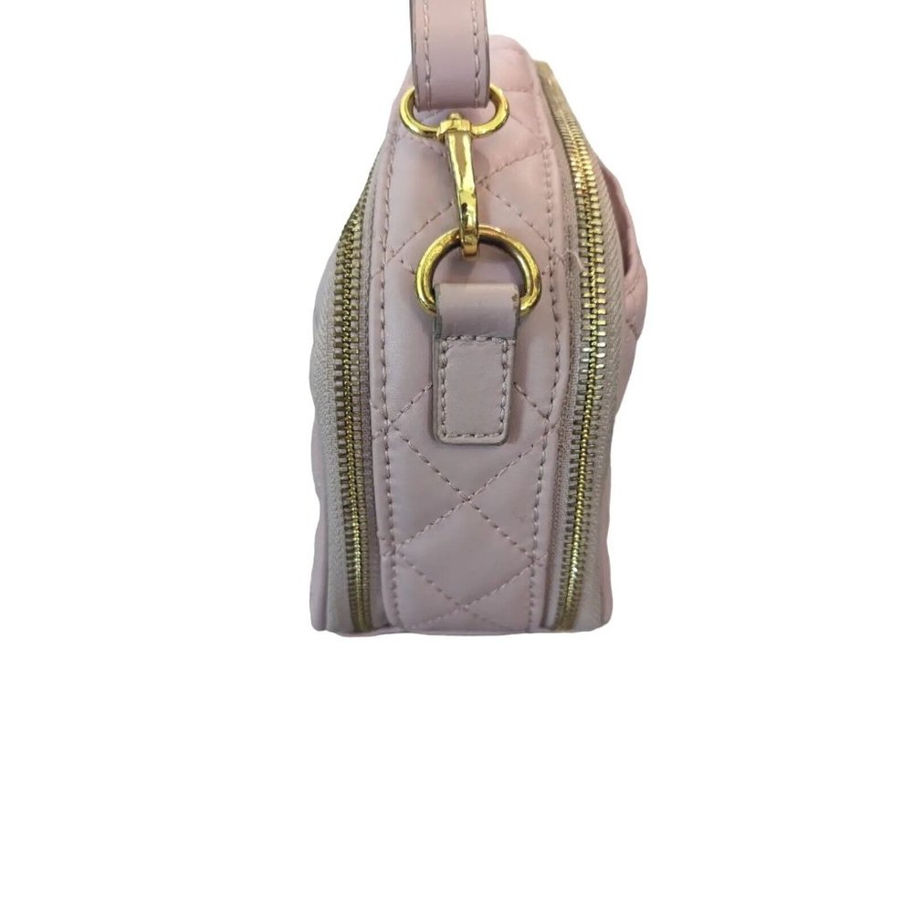 Joy & Iman Diamond Quilted Genuine Leather Crossbody with RFID Dark Blush - Picture 6 of 16